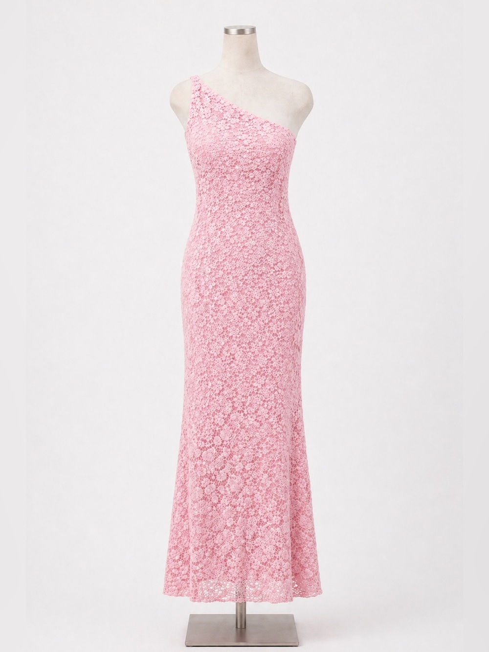 Bardot Albie One Shoulder Lace Bodycon Maxi Dress Pink Long Formal Gown 6 NWT